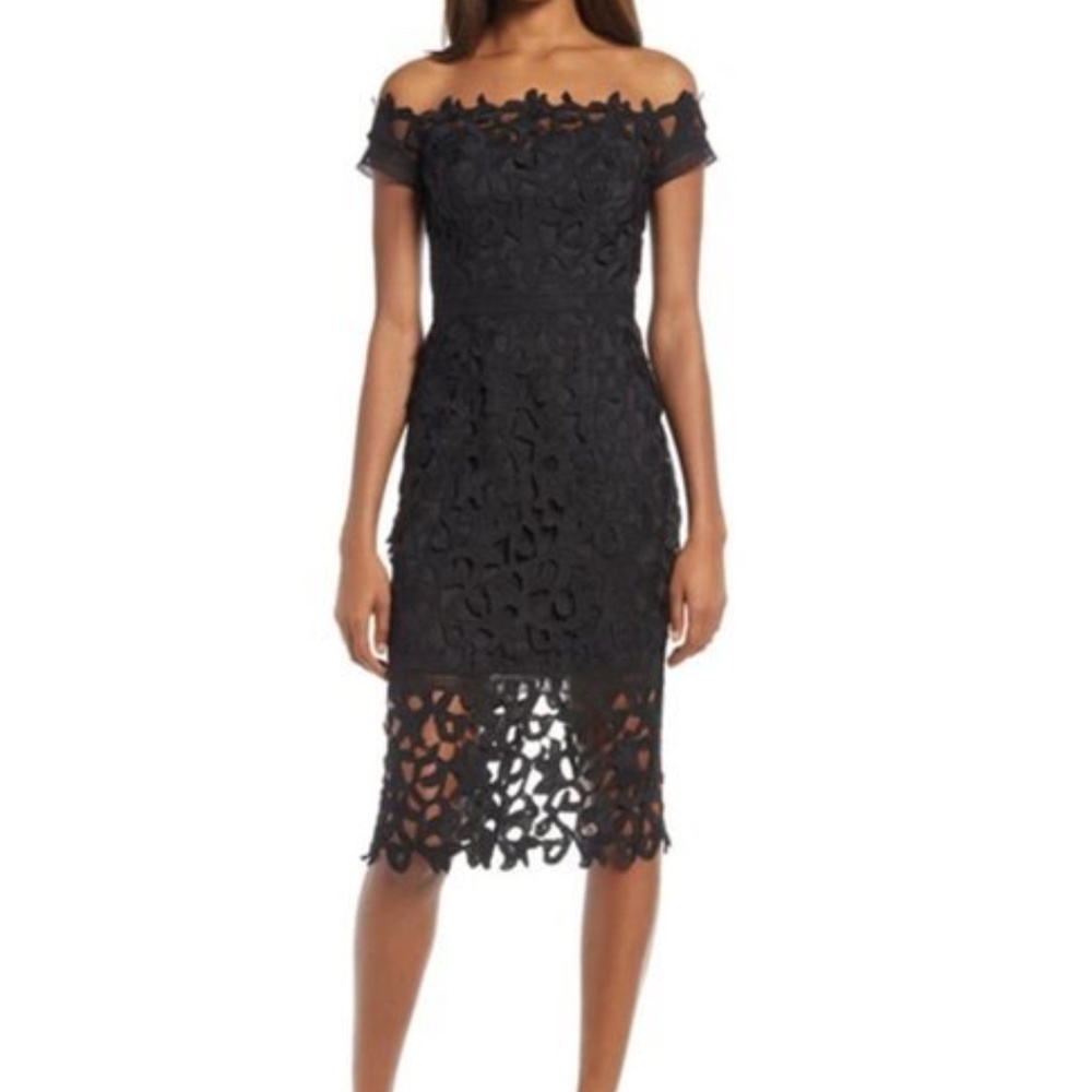 NWOT Chi Chi London Amabela Off the Shoulder Sheath Dress